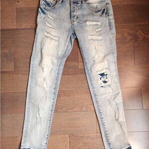 Men's Distressed Light Blue Skinny Jeans
